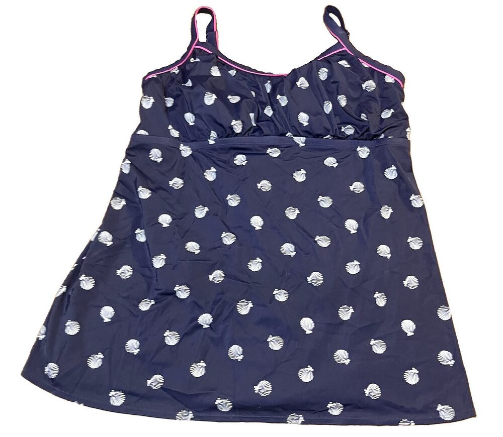 Kim Rogers women’s plus size 20W Navy Sea Shell Swim dress Swimsuit 18/20 Pink